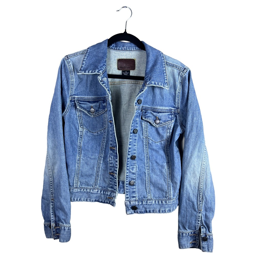 Calvin Klein Jeans Womens Large Blue Denim Trucker Jacket Medium Wash Normcore